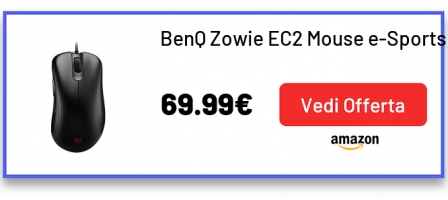 BenQ Zowie EC2 Mouse e-Sports, USB, 120 x 61 x 40 mm, Sensore 3360, Piedini per Mouse Grande, Nero