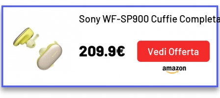 Sony WF-SP900 Cuffie Completamente Wireless, Resistenti allAcqua e alla Polvere, Memoria Interna 4 GB, Batteria fino a 12 Ore, Giallo