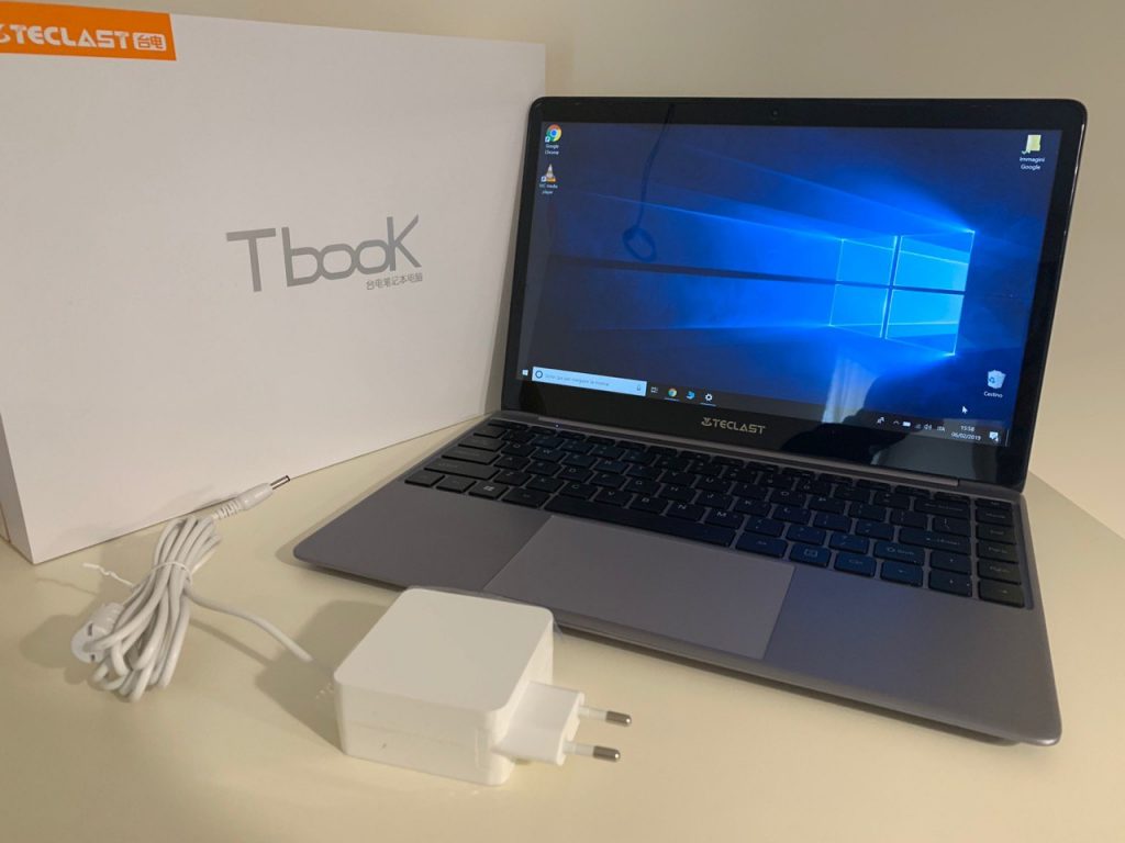 Teclast F7 Plus laptop and charger out of the box