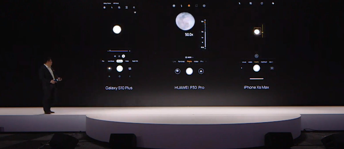 Moon photo: Galaxy S10 plus VS Huawei P30 Pro VS iPhone Xs max