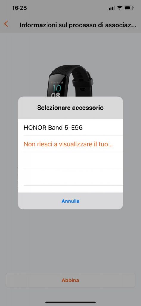 Honor Band 5 configurare tramite app Huawei Health