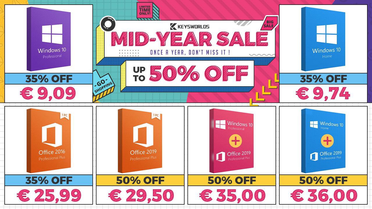 Offerta di metà anno, Windows 10 a 9€ – Keysworlds