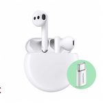HUAWEI FreeBuds 3 Auricolari Wireless con Adattatore Huawei AP52,  con Cancellazione Intelligente del Rumore,  Ricarica via Cavo,  Ceramic White