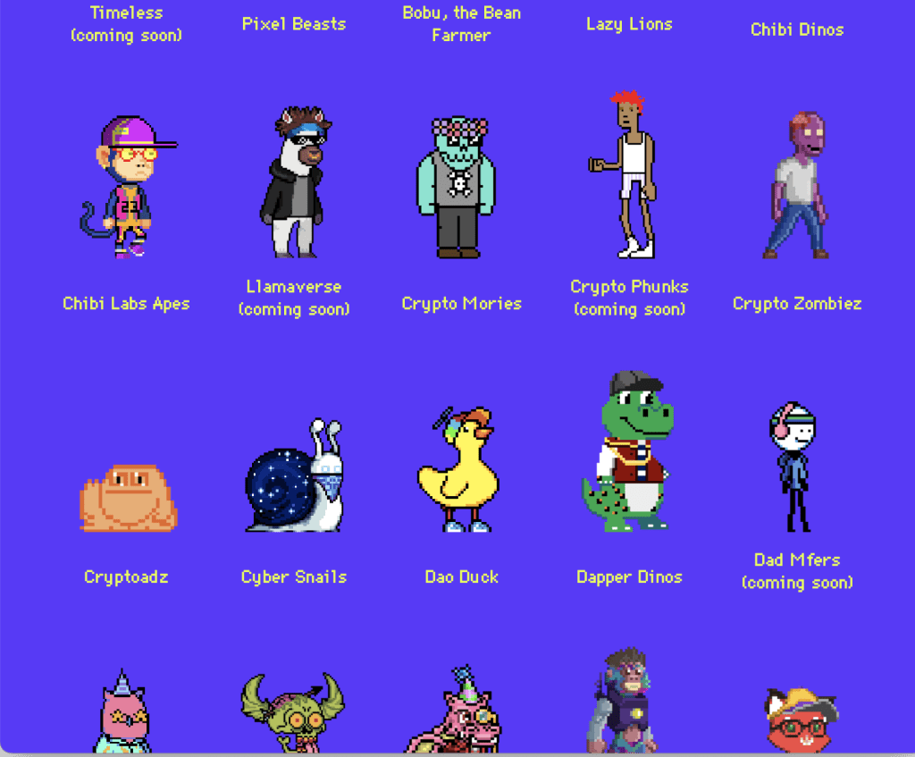 pixels game nft supported