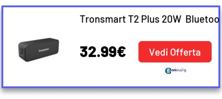 Tronsmart T2 Plus 20W  Bluetooth 5.0 Speaker 24H Playtime NFC IPX7 Waterproof  Soundbar with TWS,Siri,Micro SD