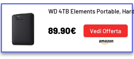 WD 4TB Elements Portable, Hard Disk Esterno Portatile, USB 3.0