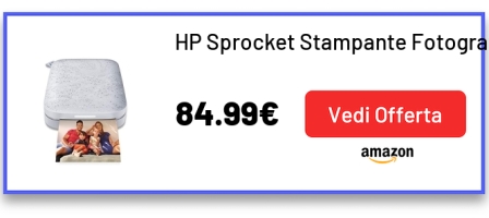 HP Sprocket Stampante Fotografica Istantanea Portatile 5x7.6 cm (Bianco) Stampa le immagini su carta adesiva ZINK dai tuoi dispositivi iOS e Android