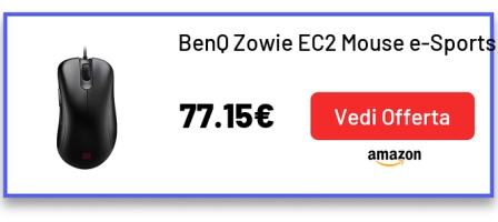 BenQ Zowie EC2 Mouse e-Sports, USB, 120 x 61 x 40 mm, Sensore 3360, Piedini per Mouse Grande, Nero