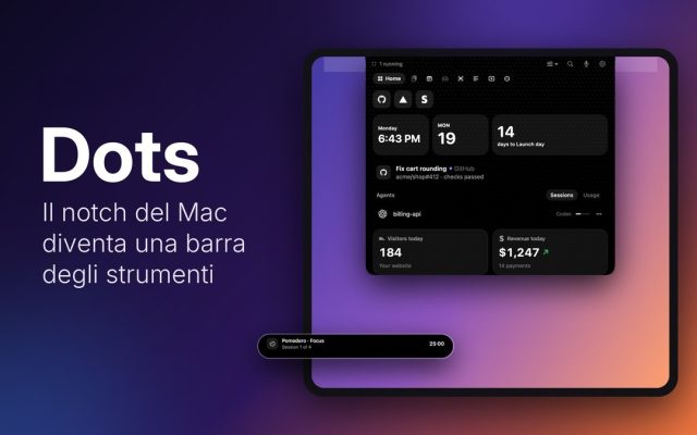 Dots trasforma il notch del Mac in una barra degli strumenti