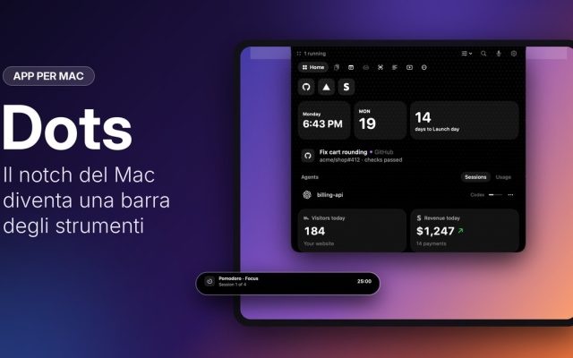 Dots trasforma il notch del Mac in una barra degli strumenti