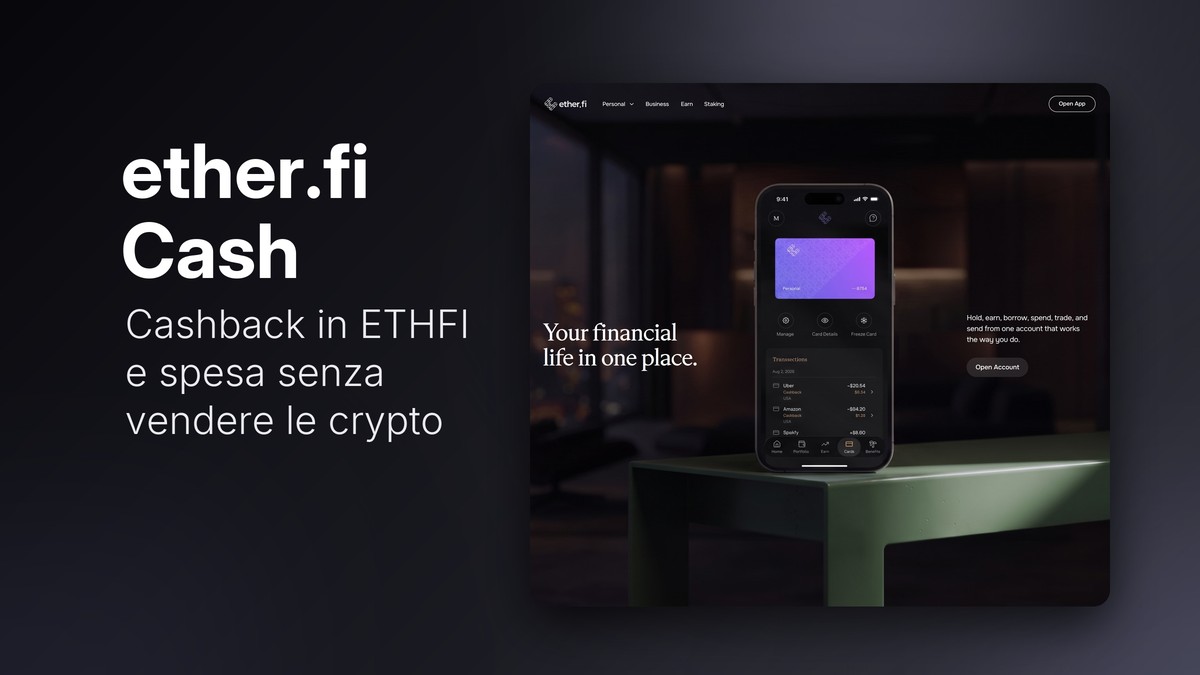 La carta ether.fi Cash nell'app, dal sito ufficiale