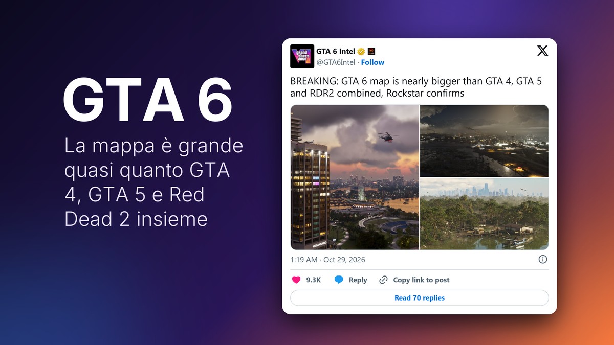 Il post virale di GTA 6 Intel con tre immagini della mappa di GTA 6 e la conferma di Rockstar sulle dimensioni