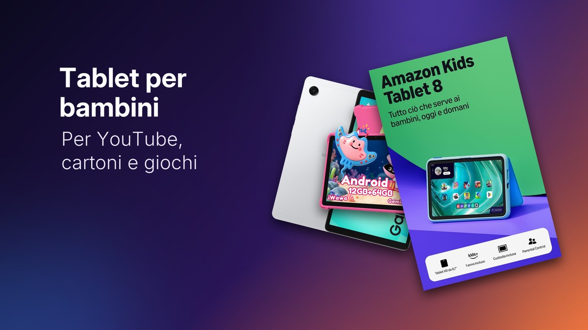 Samsung Galaxy Tab A11, Alldocube iPlay 80 SE e Amazon Kids Tablet 8, tablet per bambini