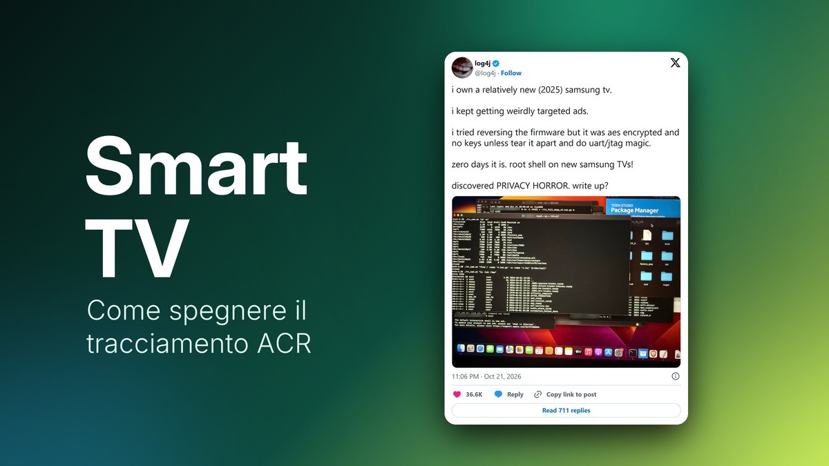 Post su X sulla telemetria delle smart TV Samsung