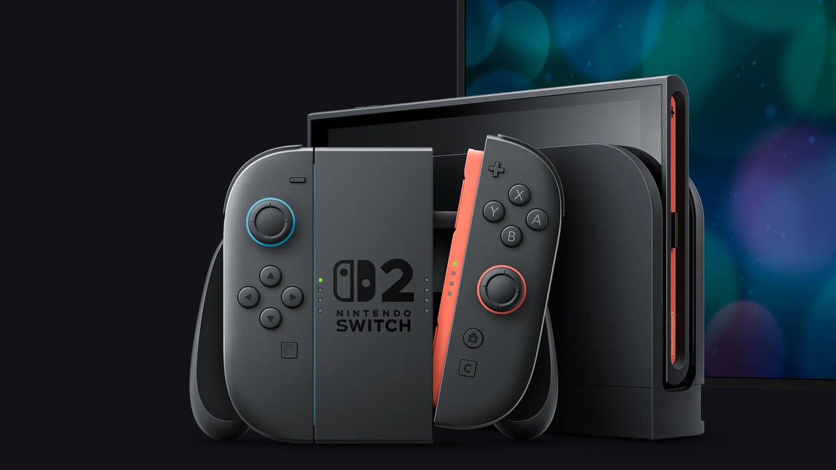 Nintendo Switch 2 con i Joy-Con e la base, foto ufficiale Nintendo