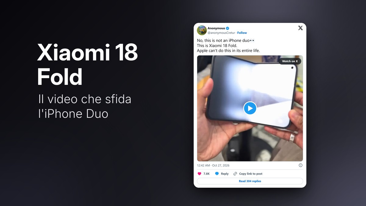 Post su X con il video dello Xiaomi 18 Fold aperto in mano